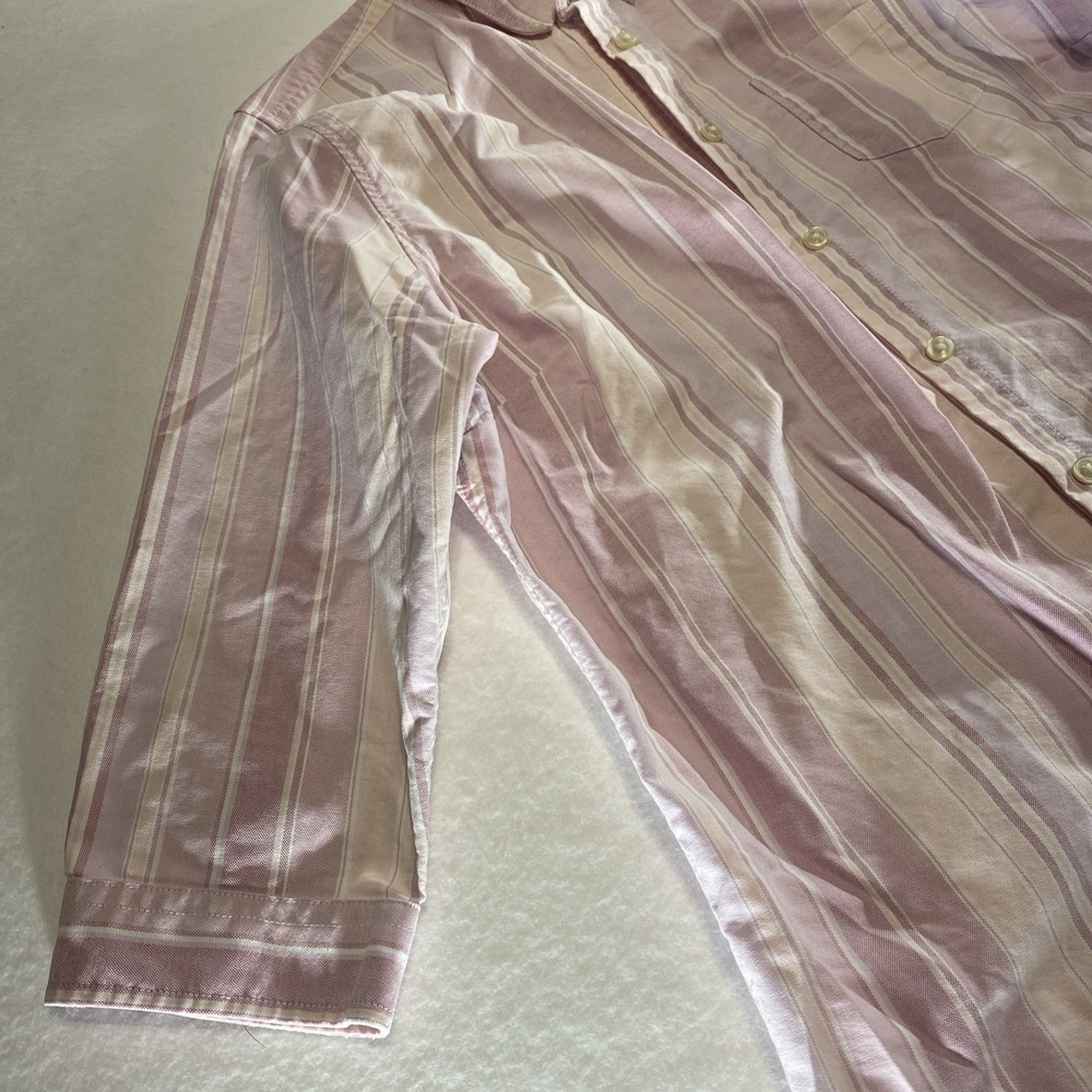 LL Bean Mens Long Sleeve Shirt Size L Regular Pink Striped Casual Cotton - Picture 3 of 14